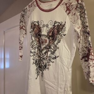 Piper & Blue Maroon Lace Trim Shirt